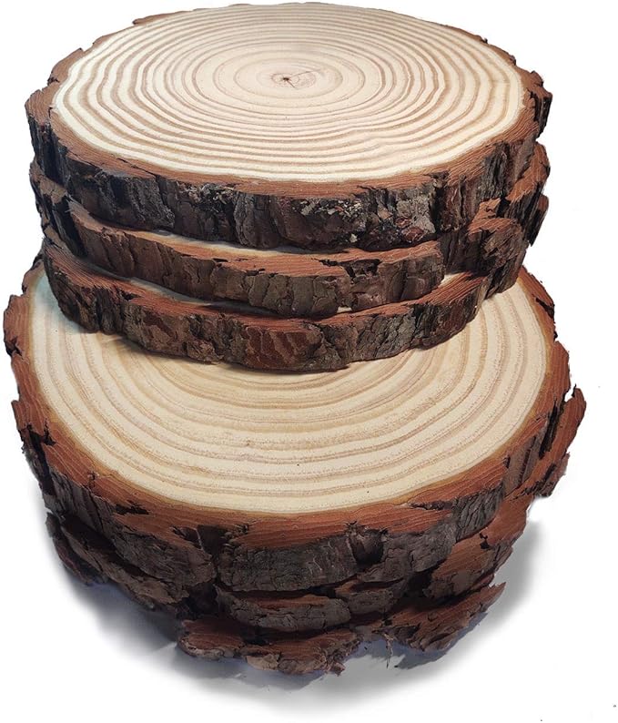 Large Round Rustic Wood Slices for centerpieces 8-9 inch 6 Pack (6 pcs 8-9inch)