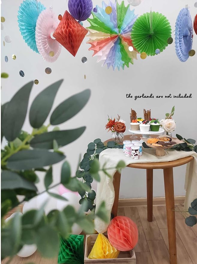 20Pcs Multi-Color Pastel Rainbow Paper Honeycomb Balls Fans Decoration Kit for Colorful Ceiling Decor Candy Birthday Party Baby Bridal Shower Wall Room Backdrop Decor Wedding Party Supplies