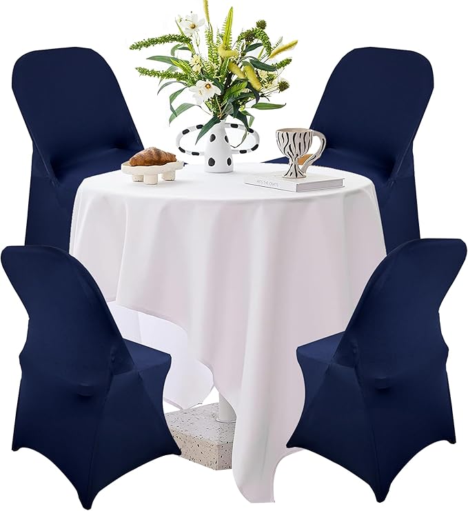 40PCS Stretch Spandex Folding Waterproof Chair Covers,Universal Fitted Chair Cover Protector for Wedding Party Banquet Holidays Celebration Decoration(Navy Blue)