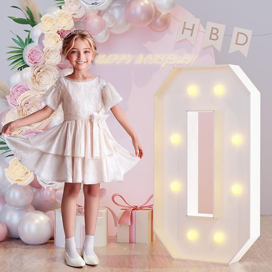 3FT Marquee Light Up Numbers 0 for 30th 40th Bithday Decorations, Large Marquee Numbers 0 for Anniversary Party Decorations, Big Mosaic Numbers Numbers Cardboard DIY Kits