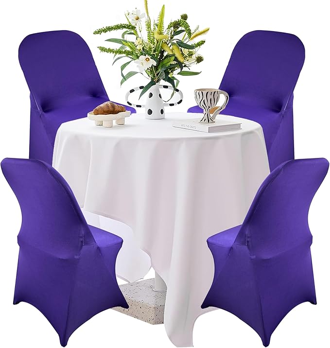40PCS Stretch Spandex Folding Waterproof Chair Covers,Universal Fitted Chair Cover Protector for Wedding Party Banquet Holidays Celebration Decoration(Purple)