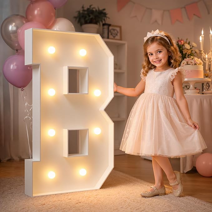 imprsv Marquee Light Up Letters, 3FT Marquee Letters for Birthday Baby Shower Wedding Decorations Light Up Letters for Engagement Party Decor, Large Marquee Letters for Party Decorations, Letter B