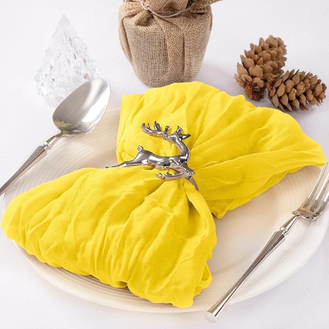 MLMC 10 Pack Cheesecloth Napkins Washable Cloth Napkins 21"x21" Boho Reusable Table Napkins in Bulk for Back to School Bridal Baby Shower Events Table Decor Yellow