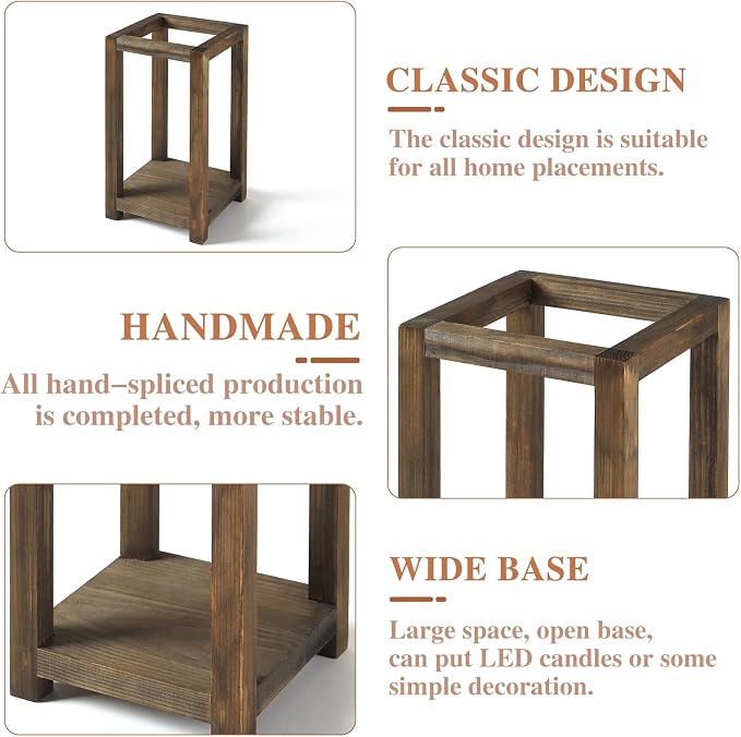 12 Pcs Wooden Lantern Centerpiece, Rustic Wedding Table Decoration, Farmhouse Decor, Candle Holder, Country Barn Gift (No Assembly Required)