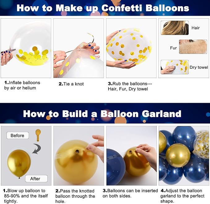 Blue and Gold Birthday Decorations, Brithday Party Decorations for Men Boys Women Girls with Blue Gold Happy Birthday Banner Decorations Tablecloth Backdrop Balloons Arch Bady Party Supplies