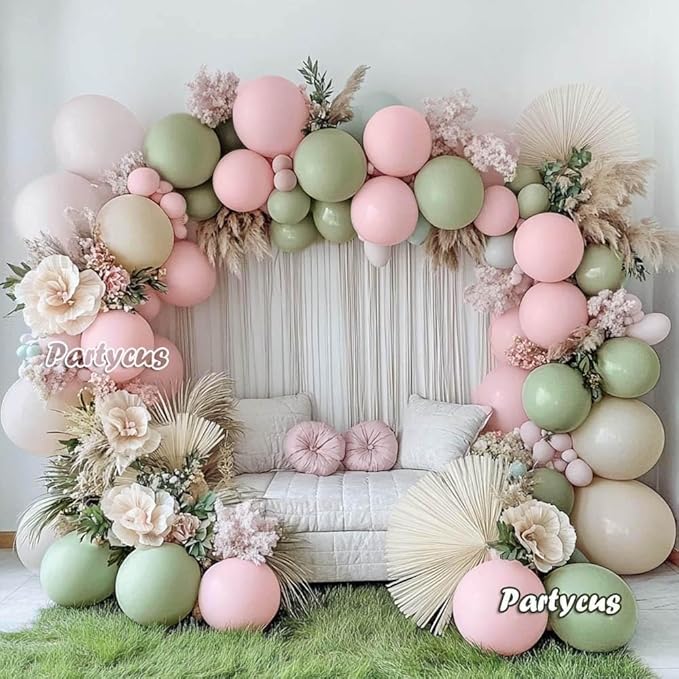 Double Stuffed Pink Balloon Garland Arch Kit Pastel Light Pink Balloons Different Sizes 18/12/5 Inch for Baby Shower Birthday Bridal Wedding Valentine Party