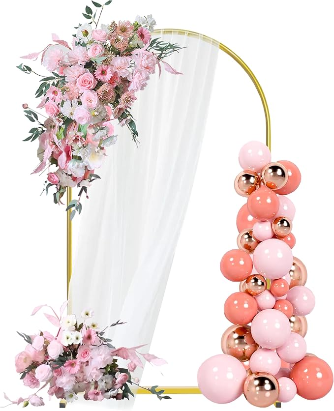 6FT Arch Backdrop Stand, Gold Metal Arch Stand Backdrop Ideal for Weddings, Birthday Parties, Baby Showers,Celebration Decorations