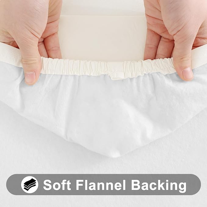 Smiry 3 Pack Rectangle Table Cloth, Elastic Fitted Flannel Backed Vinyl Tablecloths for 5ft Folding Tables, Waterproof Wipeable Table Covers for Indoor, Outdoor, Camping and Picnic (Beige, 36"x60")
