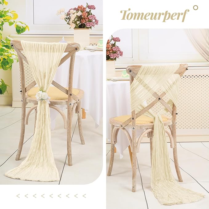8 Pack 10Ft Cheesecloth Table Runner Ivory, 20 x 120 Inch Rustic Gauze Boho Cheese Cloth Wedding Long Table Runner for Wedding Party Bridal Shower Decoration