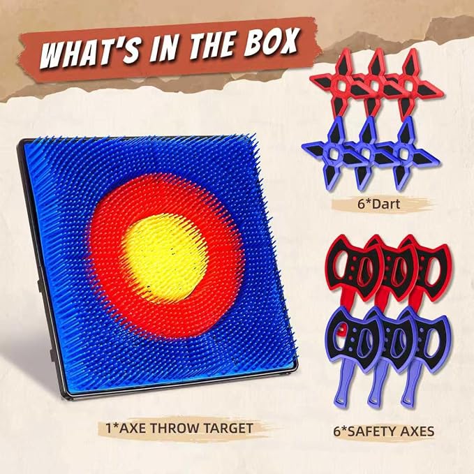 Axe Throwing Game for Backyard, Axe Throwing Game Target with 12 Throwing Axes, Lightweight & Portable Outdoor Games Indoor Carnival Yard Lawn for Age 6-12, Backyard Games for Family Party