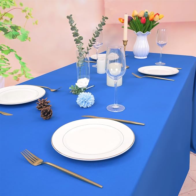 12 Pack Royal Blue Tablecloth 90x132 Inch Rectangular Table Cover | Wrinkle Resistant, Machine Washable Reusable, Wedding, Banquet, Restaurant, Party, Baby Shower,Indoor Outdoor Events