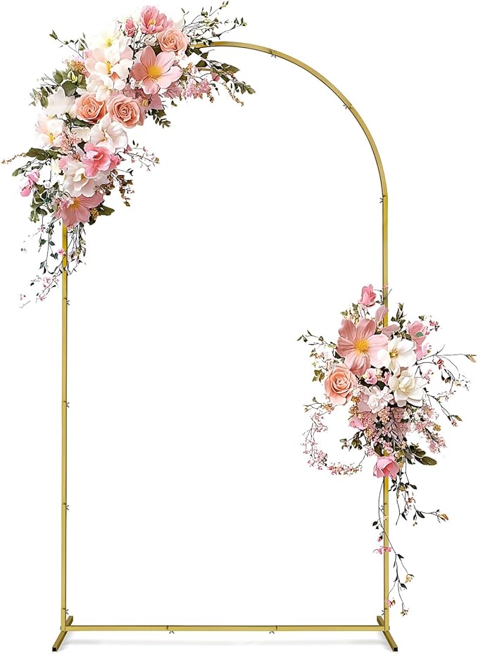 ATR ART TO REAL 7.2 FT Wedding Arch Backdrop Stand Metal Wedding Arches for Ceremony, Gold Balloon Arch Stand for Wedding Birthday Party Photo Booth Background Baby Shower Decoration