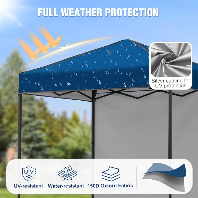 6x4 Pop Up Canopy Tent with One Wall Panel, Instant Portable Beach Canopy, Outdoor Tent with Carry Bag for Camping, Sports, Tailgating, Events, Dark Blue