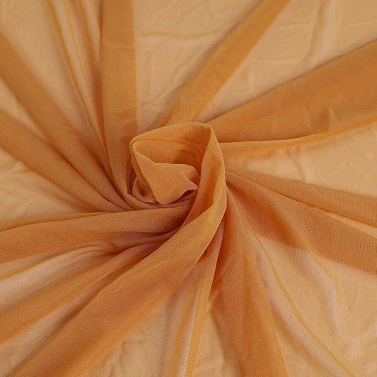Superfine 4-Way Stretch Net Fabric Nylon Spandex Power Mesh Lightweight Sheer 60" Wide, a Continuous 5 Yards (Turmeric)
