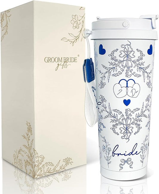 Mr and Mrs Travel Cups - Wedding Gifts for Couples 2026, Couple Gift for Anniversary - Matching Couples Water Bottle Set