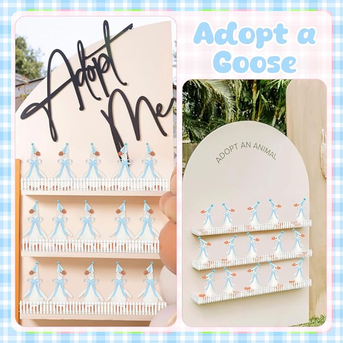 39 Pcs Adopt a Silly Goose Party Favor Include 12 Silly Goose Stuffed Animal 12 Mini Hat 12 Adoption Card 1 Adoption Sign 1 Ribbon 1 Fence for One Silly Goose Baby Shower Party 1st Birthday Decoration