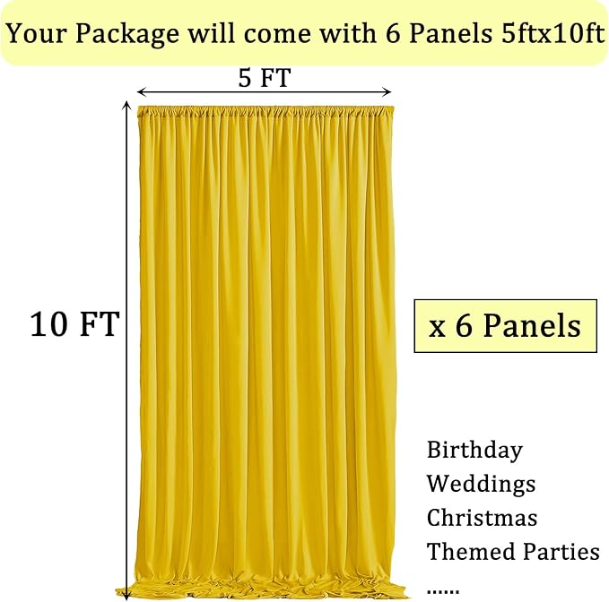 30ft x 10ft Wrinkle Free Yellow Backdrop Curtains for Parties, Thick Polyester Lemon Backdrop Drapes for Birthday Party Wedding Photography Background Baby Shower