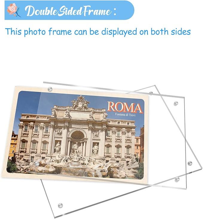 10 Pack Acrylic Picture Frame 5×7 Clear Double Sided Magnetic Photo Frame - Frameless Baby Friend Family Picture Desktop Display with Support Stand and Gift Boxes