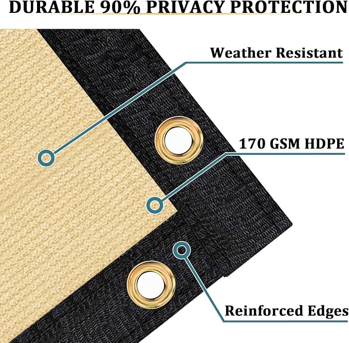 Shade&Beyond 6'x35' Sand Privacy Screen Fence Cover 170 GSM Fencing Mesh Fence Panel for Wall Garden Yard Backyard Indoor Outdoor Home Decoration