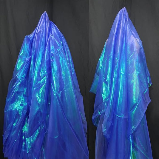 5.5 Yards Sapphire Blue Iridescent Organza Fabric - 59" Wide | Sheer Shiny Organza for Wedding Decorations, Party Supplies, Fairy Costumes, Doll Clothes, Craft & Sewing Projects