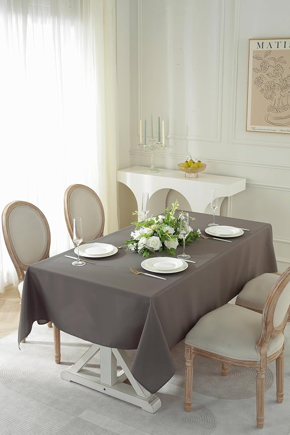 5 Pack Rectangle Tablecloth - 60 x 84 Inch Charcoal, 4ft Table Cloth - Polyester Fabric Washable for Home, Party, Wedding or Restaurant Use