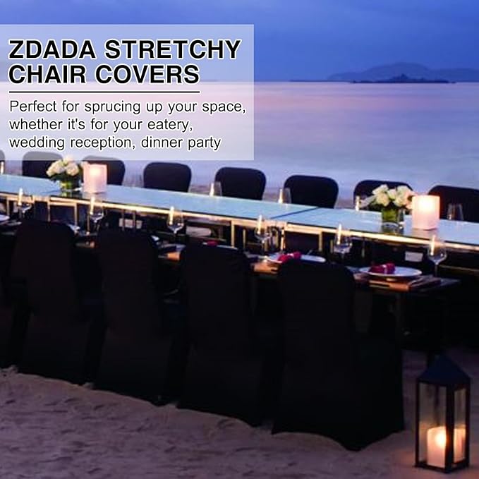 100 PCS Banquet Chair Covers for Wedding Universal Polyester Spandex Chair Cover Stretch Slipcovers for Party Dining Flat-Front Chair (Black)