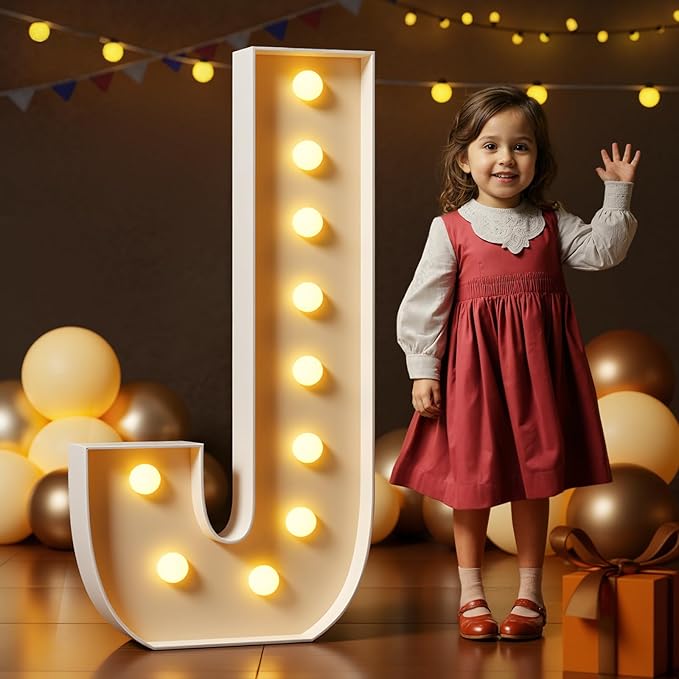 Marquee Letters 4 Feet Tall Large Light Up Letters J Happy Birthday Decorations Marry Me Engagement Party Decor Yellow Light Birthday Decorations Balloon Arch Kit Foam Sign J