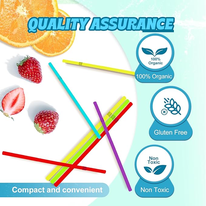 Sugarcane Straws 100PC Biodegradable Drink Straw 7.8'' Disposable Compostable Colorful Straws for Hot Cold Drinks Beverages Coffee Cocktail Juice Home Favor, The Beach Party Decoration Supplies