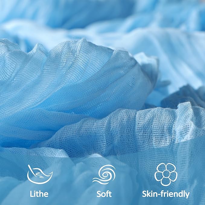 12 Pack Baby Blue Cheesecloth Table Runner 10Ft Spring Gauze Cheese Cloth Table Runner 35x120 Inch Boho Sheer Rustic Fabric for Party Decor Baby Shower Wedding Decorations