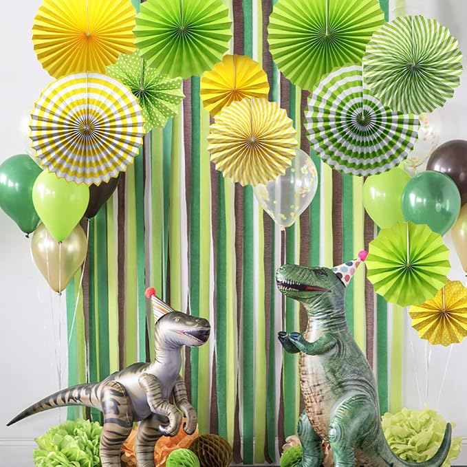 Party Hanging Paper Fans Set, Green Round Pattern Paper Garlands Decoration for St Patrick's Day Party Decorations Graduation Birthday Wedding Events Accessories, Set of 6