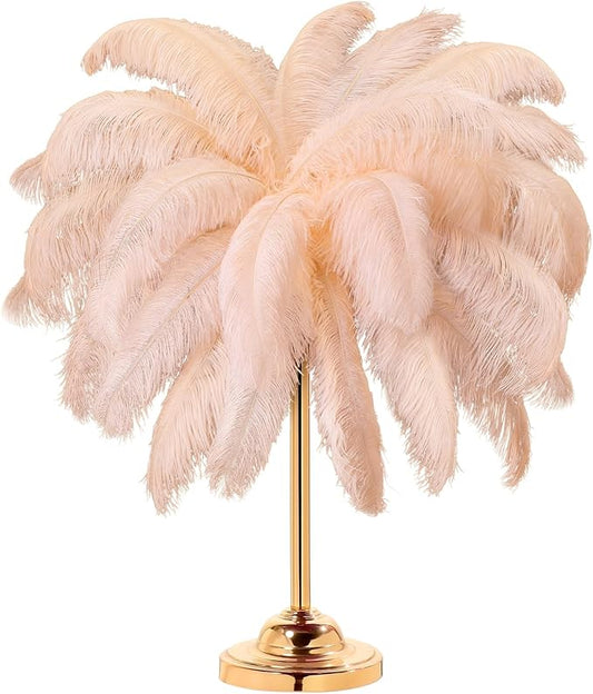 Retrowavy 30 Pcs 14-16 Inches Large Natural Ostrich Feathers Bulk for Centerpieces for Wedding Party Centerpieces Home Decoration Flower Arrangement (Champagne)