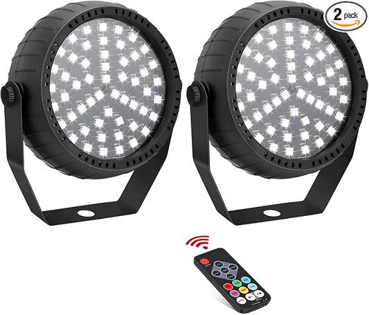 Strobe Lights Halloween, Telbum Colorful Strobe Light for Parties, Super-Bright 54 RGB LED Mini Strobe Lights with Remote Control Sound Activated, Plug-in Flash Light for Room DJ Stage Wedding 2Pack