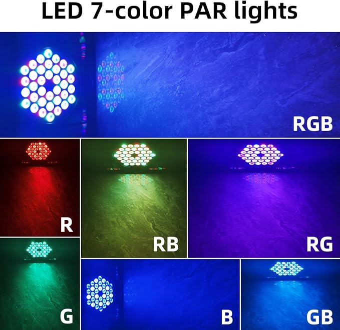 36 LEDs RGB Sound Activated Par Light with Remote DMX Control Uplights for Wedding Party DJ Events Music Dance Church Stage Lighting -3 Pack-（DJ - Disco Lights）
