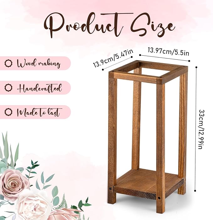 Geelin 10 Pcs Wooden Wedding Lantern Centerpiece Candle Lantern Table Wooden Candle Holder Decorative for Wedding Party Table Valentine Decor(13 in,Brown)