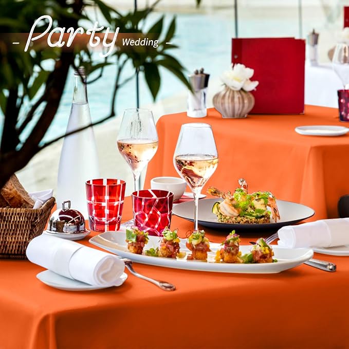10 Pack Orange Tablecloth 60 x 102 Inch Tablecloths for 6 Foot Rectangle Tables Orange Table Cloth Washable Polyester Fabric Table Cloths for Parties Wedding Banquet