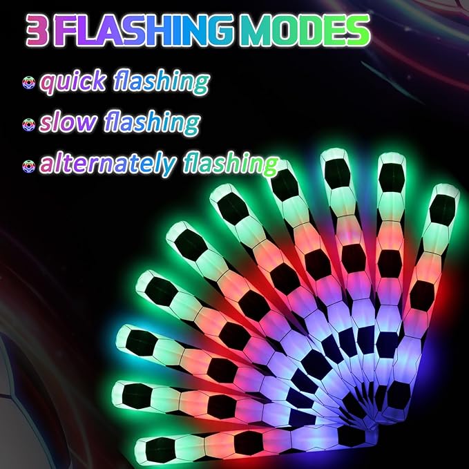 JellyArch 48 Pcs Sports Party LED Foam Sticks Football Foam Light up Cheer Sticks Batons with 3 Flashing Modes for Sports Events Birthday Parties Football Match Celebrations