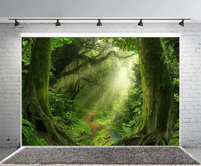 Yeele 15x10ft Tropical Jungle Backdrop for Photography Wet Fog Tropical Forest Moss Sunshine Background Natural Landscape Kids Adult Photo Booth Shoot Vinyl Studio Props