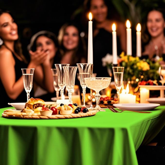54IN X 320FT Plastic Table Cover Roll with Cutter Box, Cut to Size Plastic Table Cloths for Parties, Birthday, Disposable Tablecloth Roll for All Shape Tables (Lime Green, 54 Inch X 320 Feet)