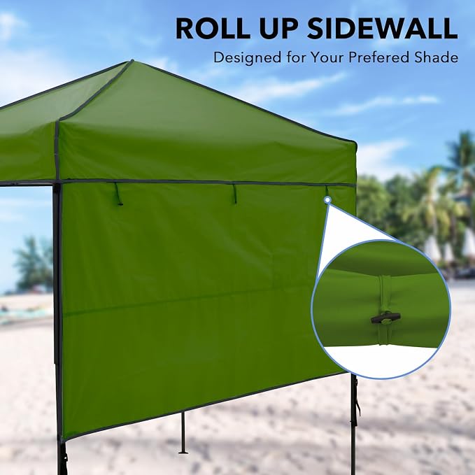6x4 Pop Up Canopy Tent with Half Wall Panel, Instant Portable Beach Canopy, Outdoor Tent with Carry Bag for Camping, Sports, Tailgating, Events, Grass Green