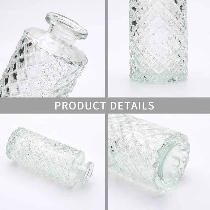 Clear Flower Vase Set, Glass Bud Vase in Bulk Set of 8,Artistic and Cultural Flavor Mini Vases for Home Office Decor, Bedroom, Office, Living Room Decorations,Wedding
