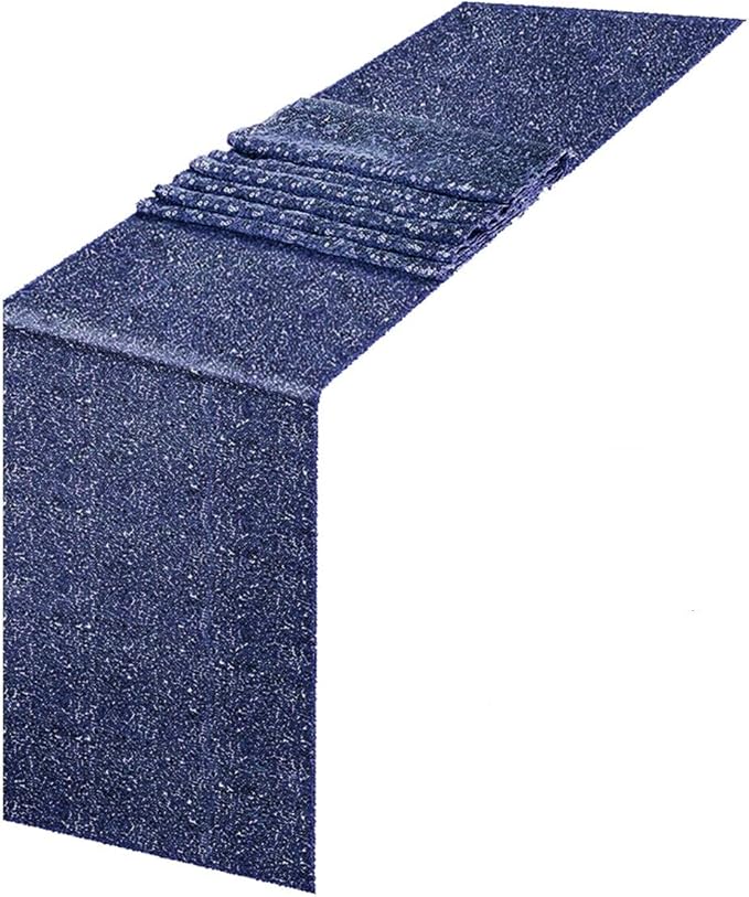 JYFLZQ Navy Blue Sequin Table Runner 12" x 72" Sparkly Navy Metallic Table Runner Glitter Sequin Runner for Table Birthday Party Event Decorations