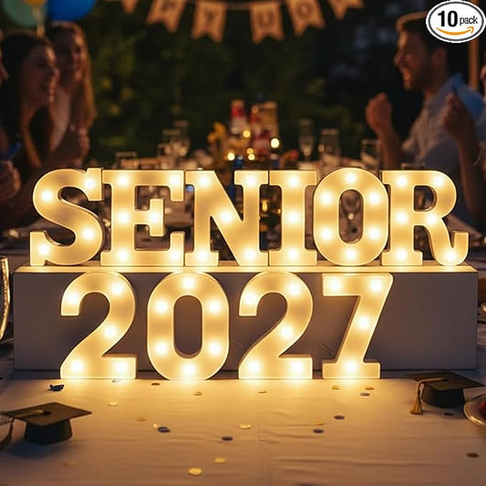 Aurelema 10 Pcs LED Senior 2026 Marquee Letter Lights Sign Grad 2026 Light up Letters for Graduation Decorations Lights for High School Senior College Graduation Party Favor Supplies