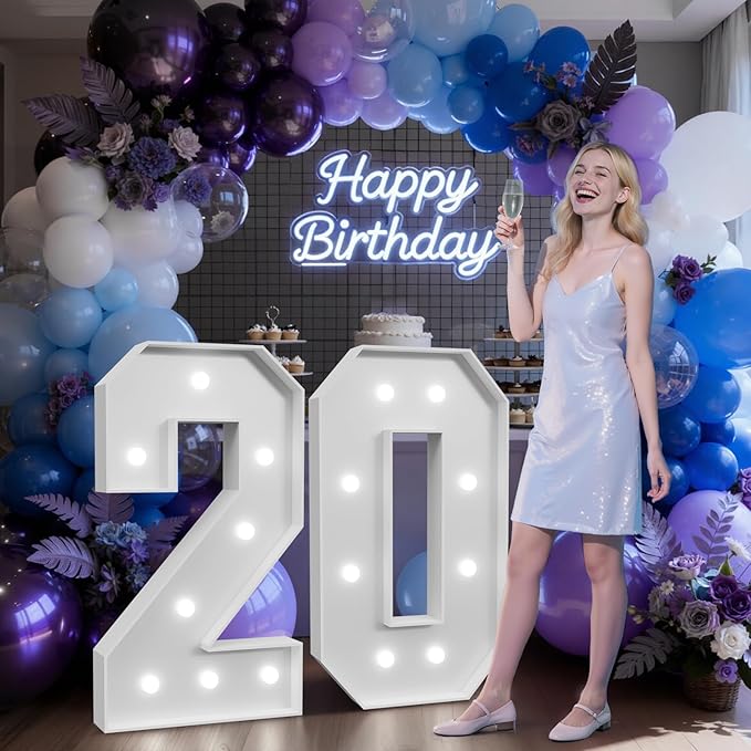 3FT Marquee Numbers 20 with Lights, Graduation Decorations 2026, Large Light Up Numbers Sign for 20th Birthday Party Decorations, Anniversary Celebration Backdrop Decor for Women and Men