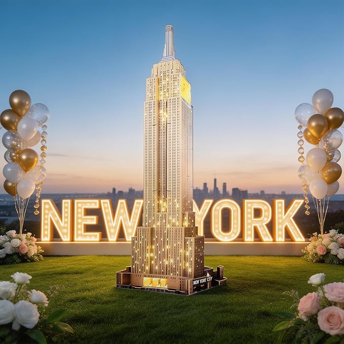5.6 Ft Empire State Building Cardboard Cutout Life Size New York City Landmark Standee NYC Skyscraper Stand Up Backdrop Props for City Theme Party Decor Photo Booth Classroom Display