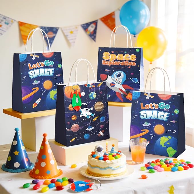 146pcs Space Party Favors Bags Fillers Include Outer Space Goodie Bags Bracelets Solar System Coloring Books etc for Astronaut Party Decorations Supplies