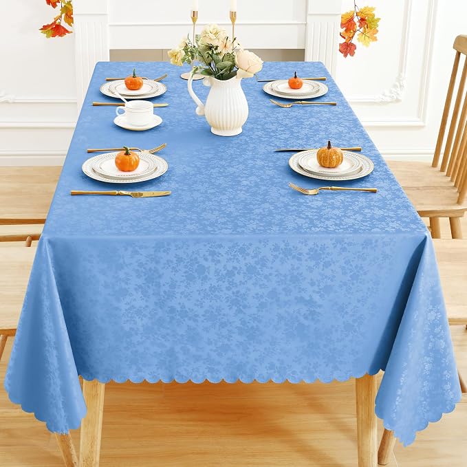 Smiry Rectangle Table Cloth, Waterproof Heavy Duty Vinyl Tablecloths, Wipeable Washable Table Cover for Kitchen and Dining Room (Baby Blue, 60" X 120")
