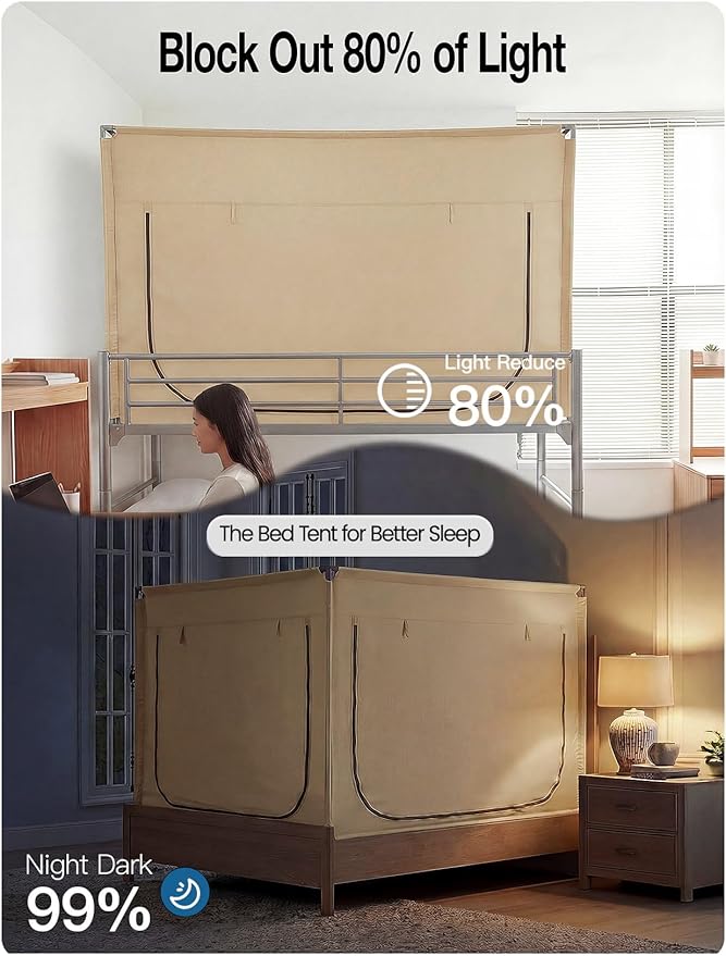 ANC POP Portable Bed Tent, Blackout Privacy Canopy with 3 Doors & Breathable Mesh, Large Space for Adults, Indoor Sleeping Shelter for Dorms/Shared Rooms