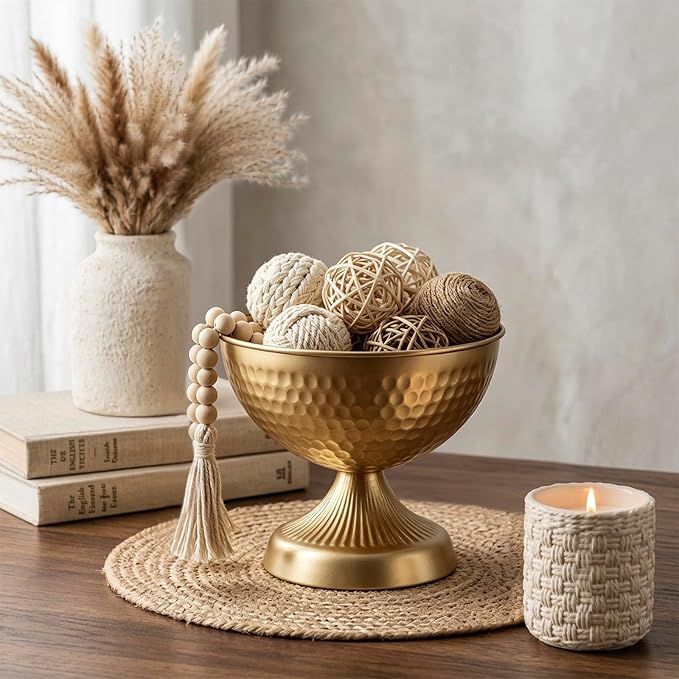 Sziqiqi Urn Vases for Wedding Centerpiece - 5.9in High Gold Metal Vase Set of 10 Small Vintage Flower Arrangement Pots for Table Centerpieces Elegant Hammered Compote Vase for Anniversary Party