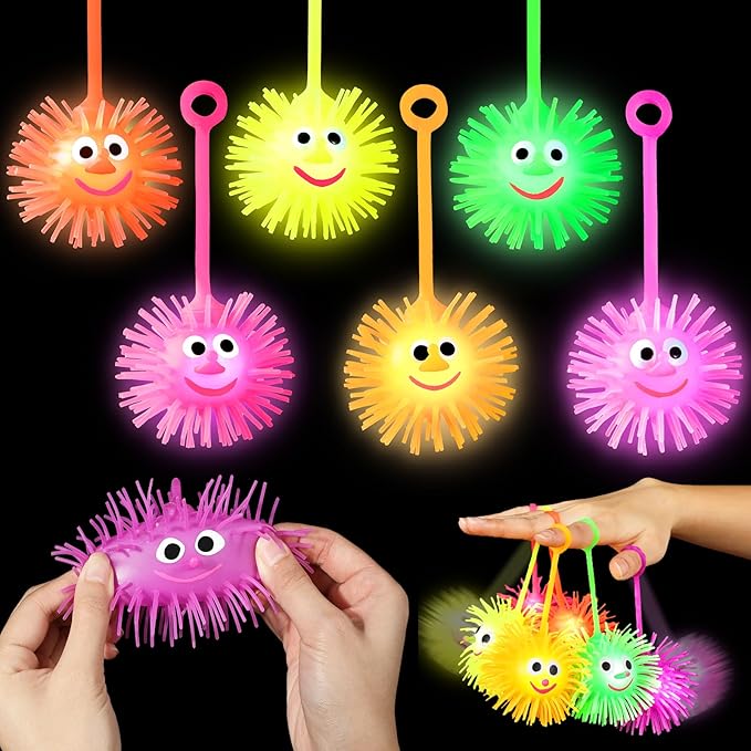 36PCS Light Up Balls for Kids 3.4 inch Puffer Bouncy LED Ball Flashing Sensory Glow in The Dark Toys Bulk Party Favors for Easter Basket Gifts Classroom Stuffer Sprizes Pinata Fillers