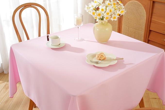5 Pack Square Tablecloth 70 x 70 Inch Pink Tablecloth, Polyester Fabric Washable Table Cloth for Home, Party, Wedding or Restaurant Use.